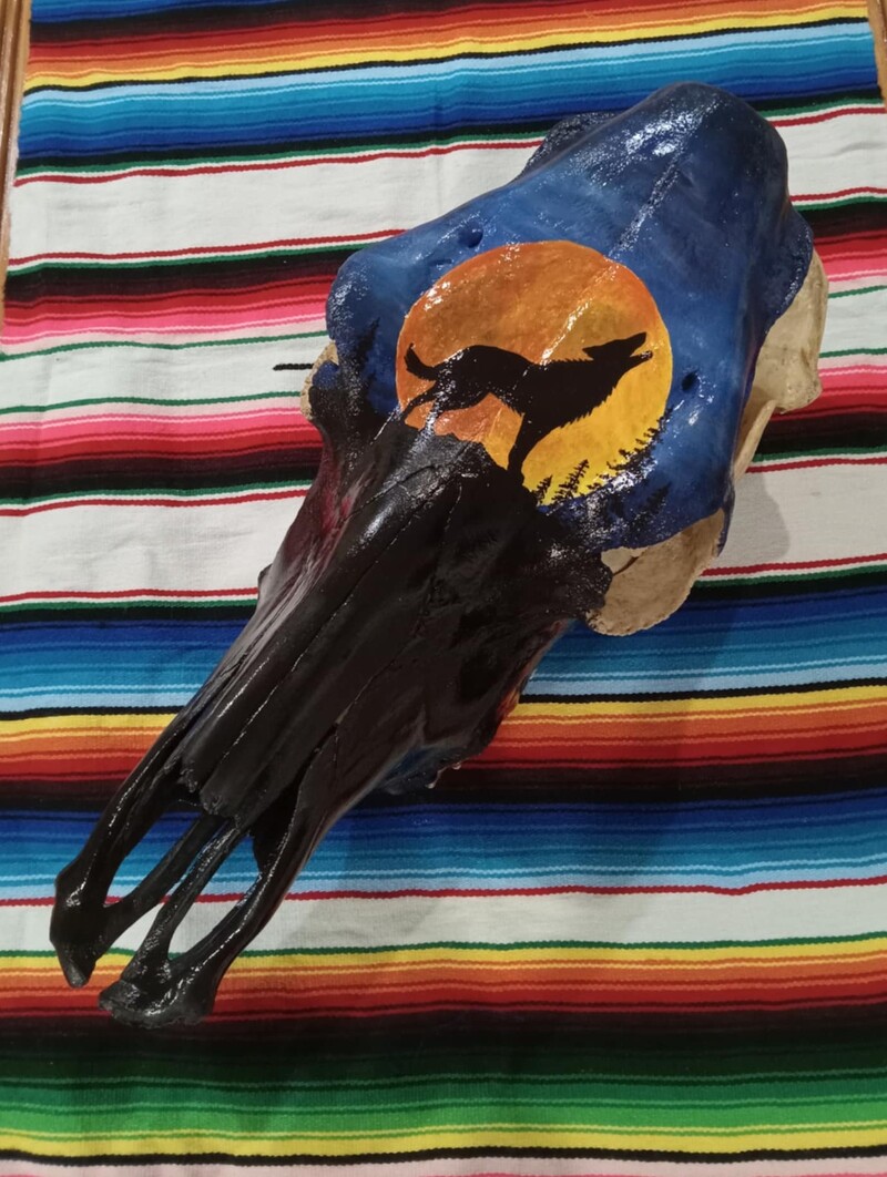 Custom painted cow skull